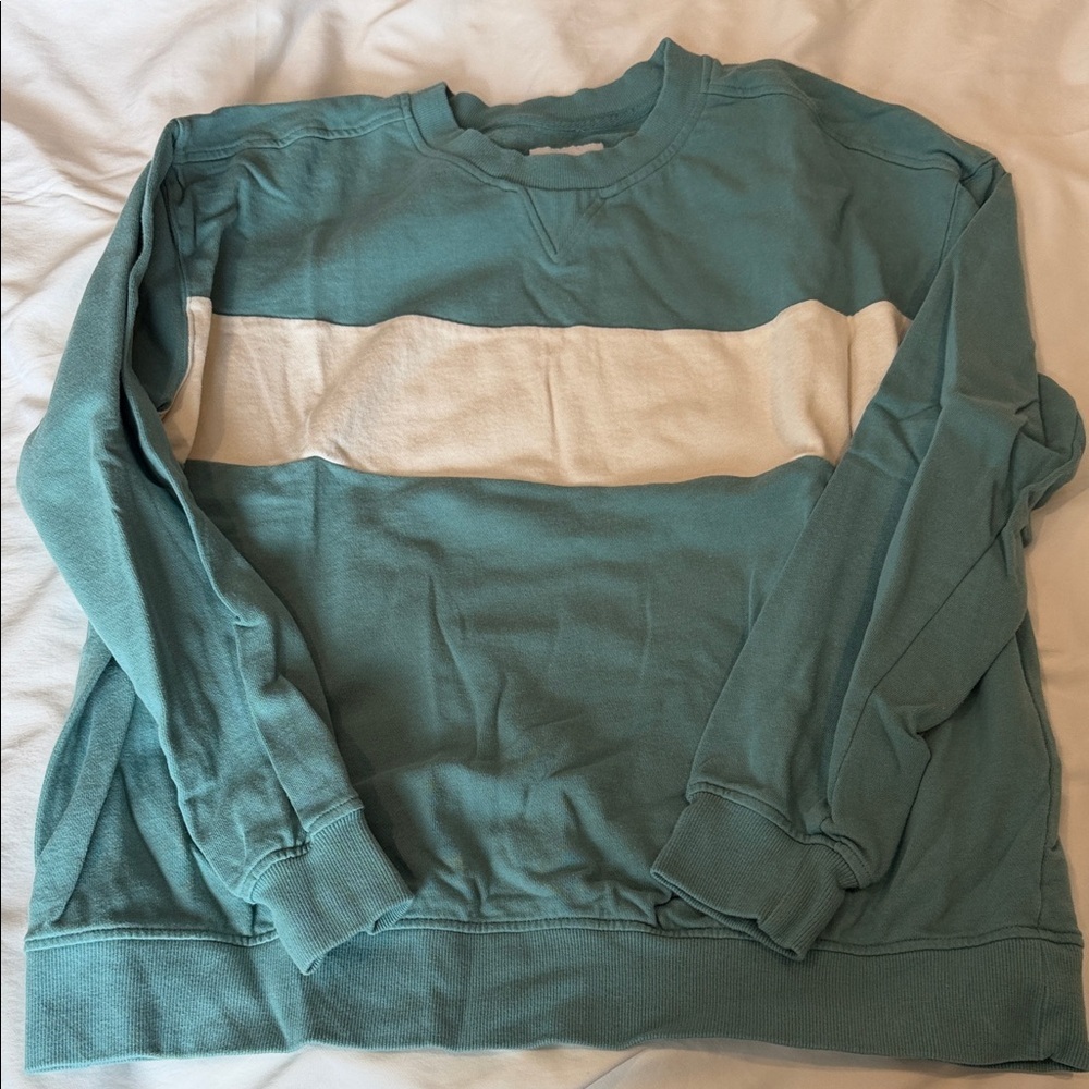 Goodfellow & Co Men's Aqua and White Crewneck Sweatshirt